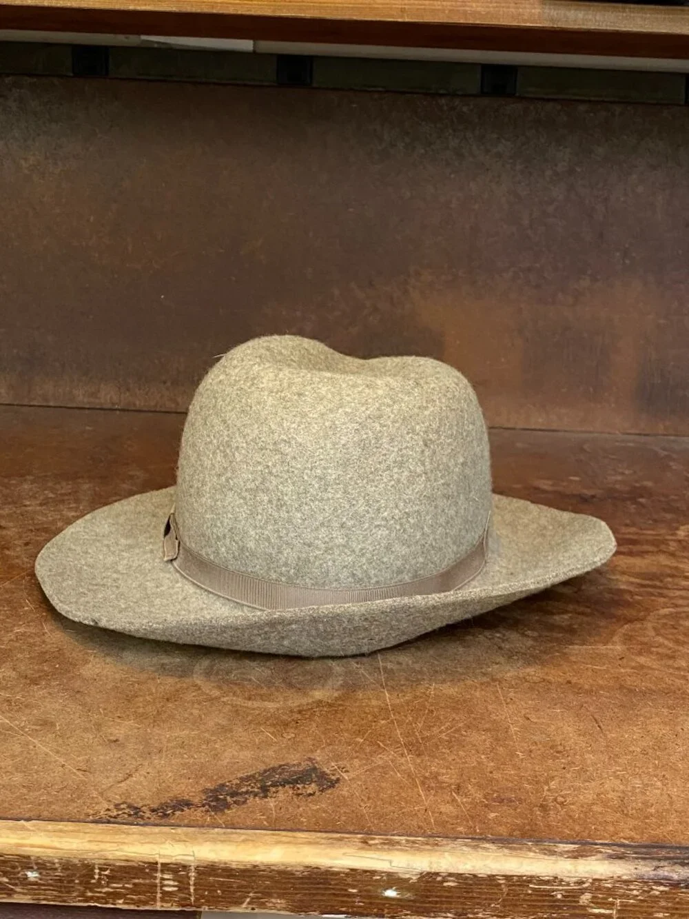 1980s Banana Republic Mill Valley California Safari Fedora Hat Wool Felt
